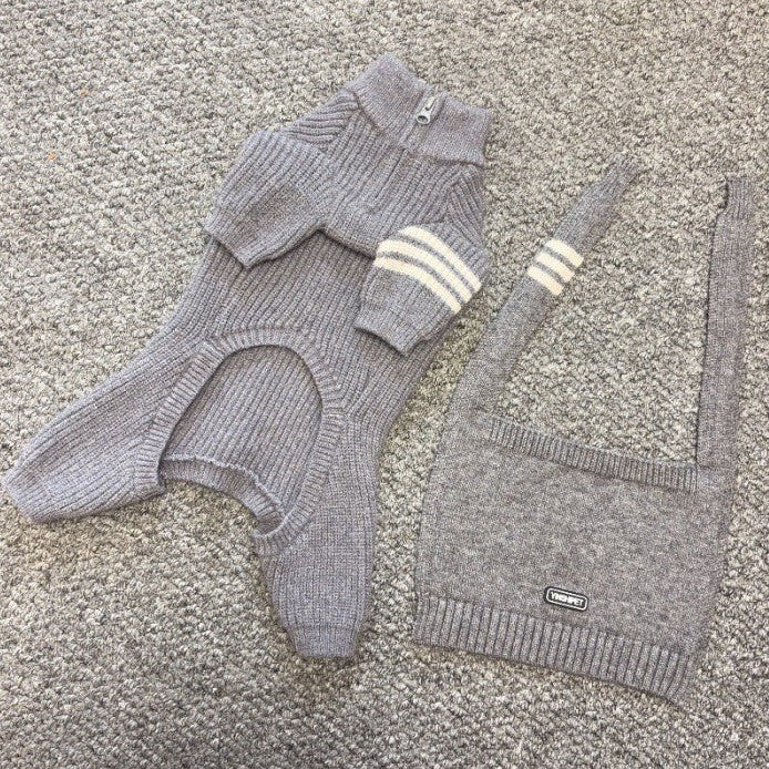 Warm Striped Knitted Dog Jumpsuits Cape