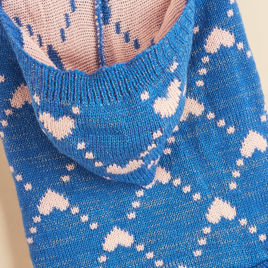 Heart Pattern Dog Cat Hooded Sweater Dress