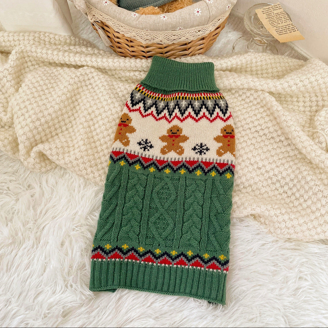 Christmas Elk Gingerbread Man Dog Cat Sweater