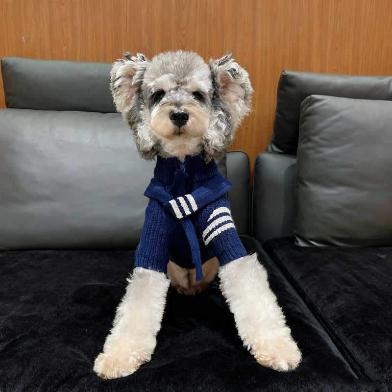 Warm Striped Knitted Dog Jumpsuits Cape