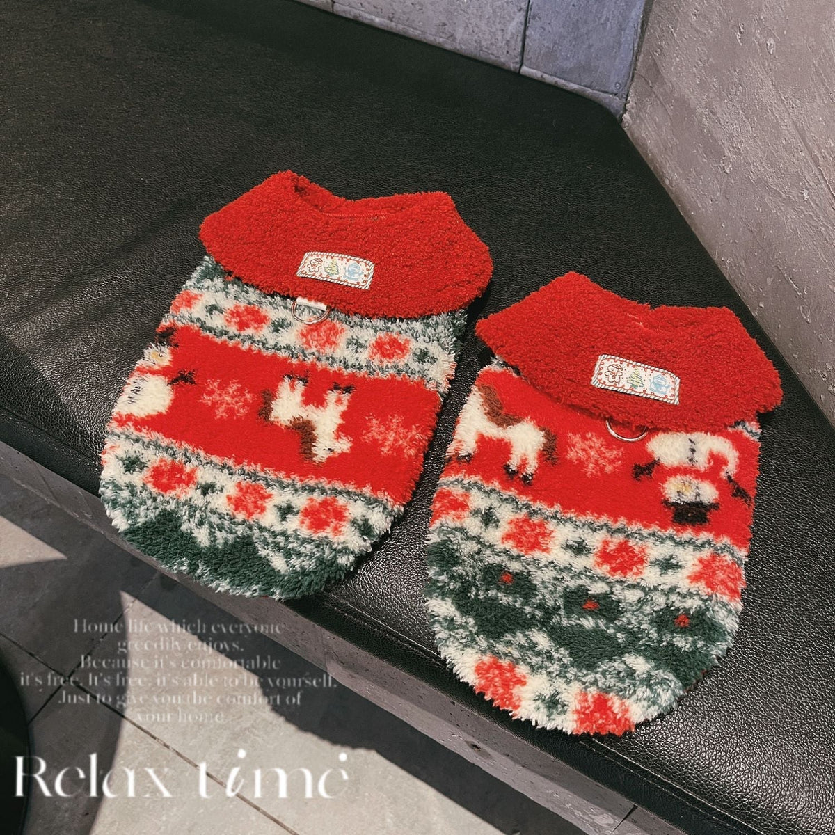 Fleece Christmas Pattern Dog Cat Vest Harness