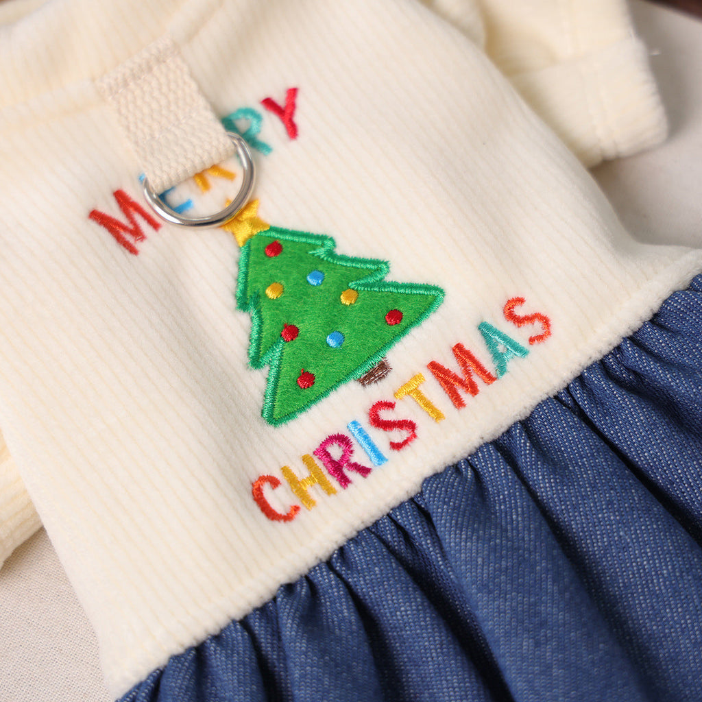 Christmas Tree Denim Dog Cat Dress/Jacket