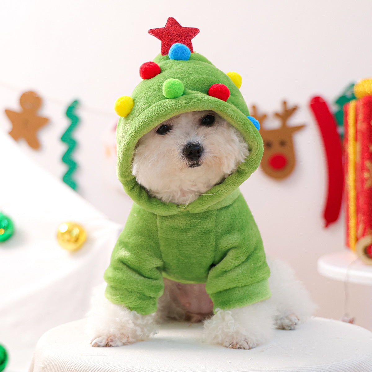 Christmas Tree Fleece Hooded Dog Cat Hoodie