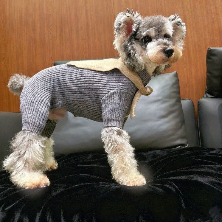 Warm Striped Knitted Dog Jumpsuits Cape