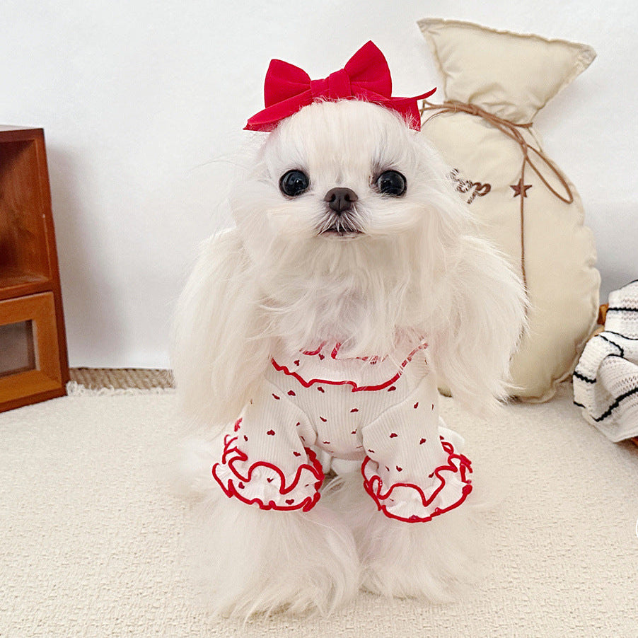 Sweet Heart Ruffled Dog Cat Dress/Jumpsuits