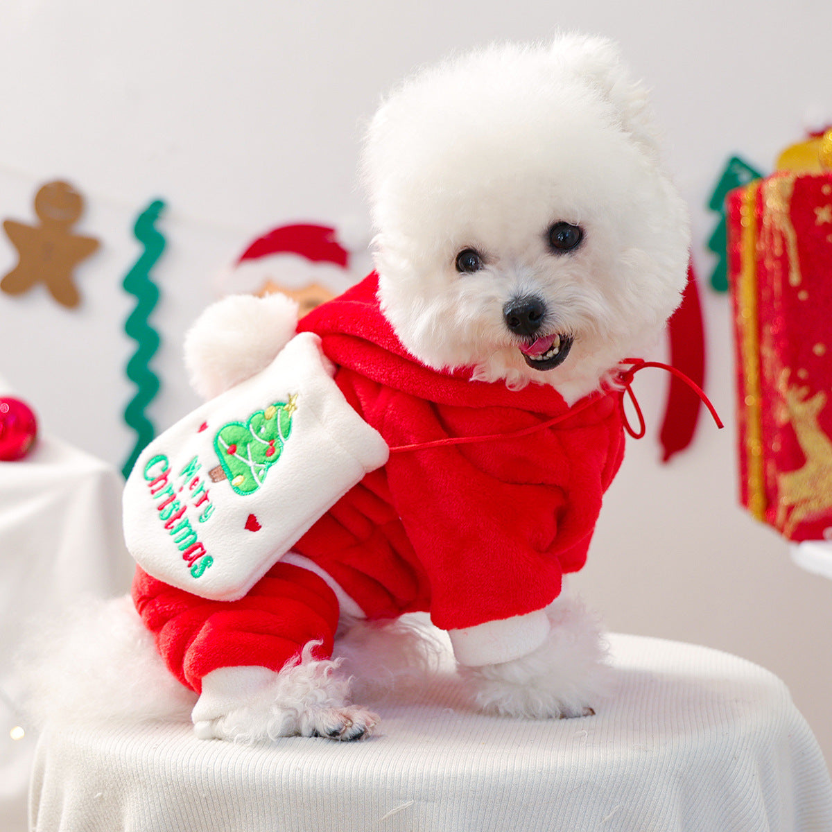 Christmas Santa Fleece Dog Cat Jumpsuits/Dress