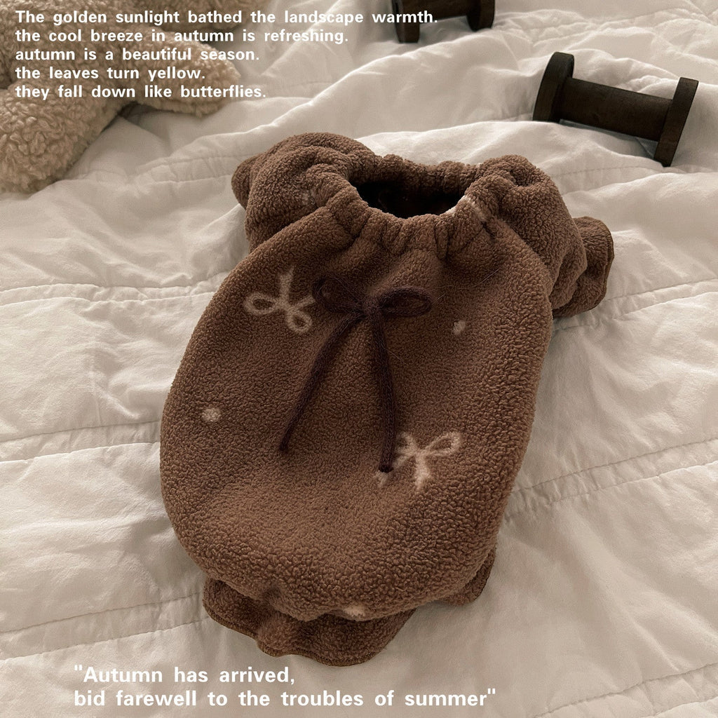 Puffy Soft Fleece Bow Dog Cat Pullover