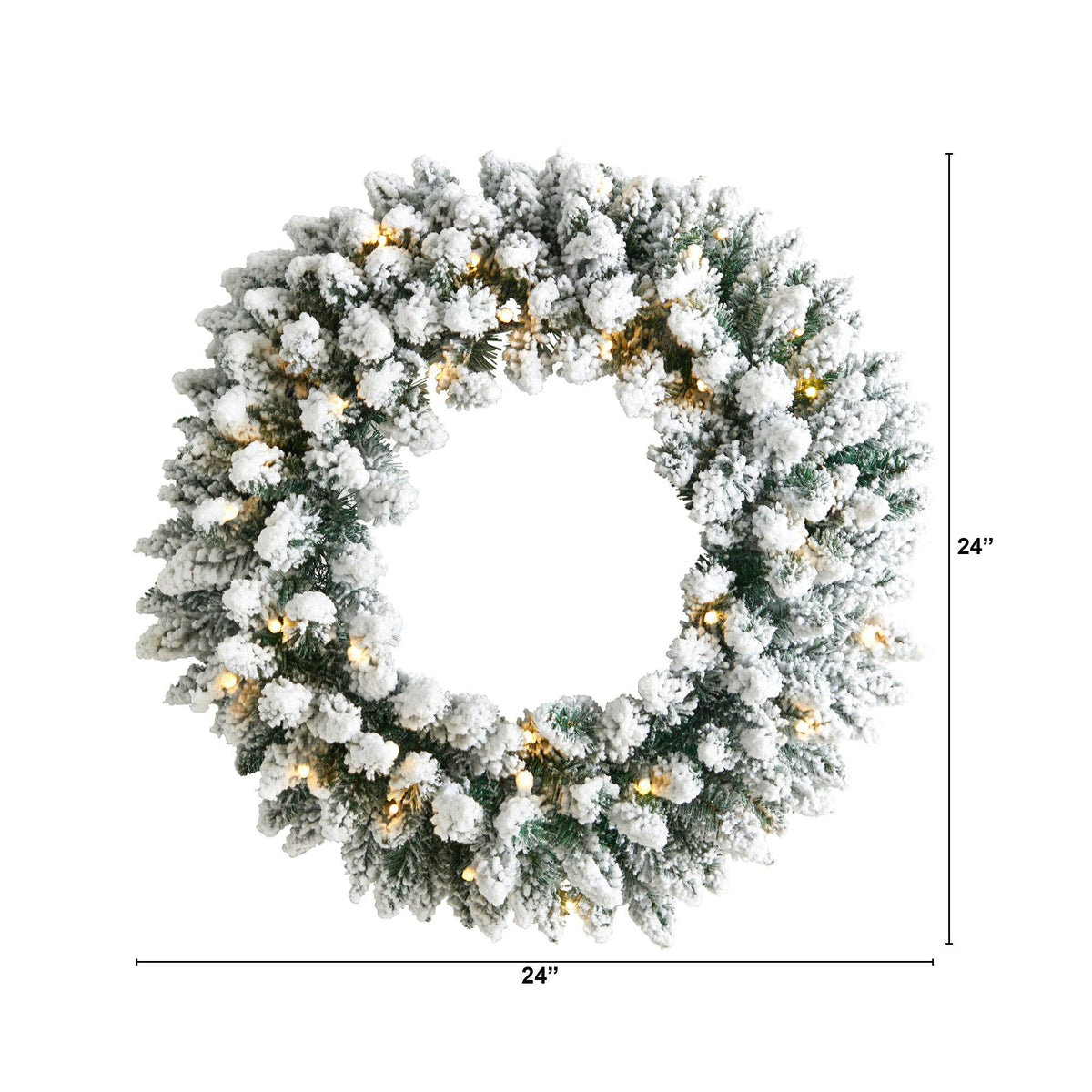 24-Inch Flocked Christmas Wreath with Pinecones and 35 Warm LED Lights - Pinecone Christmas Wreath