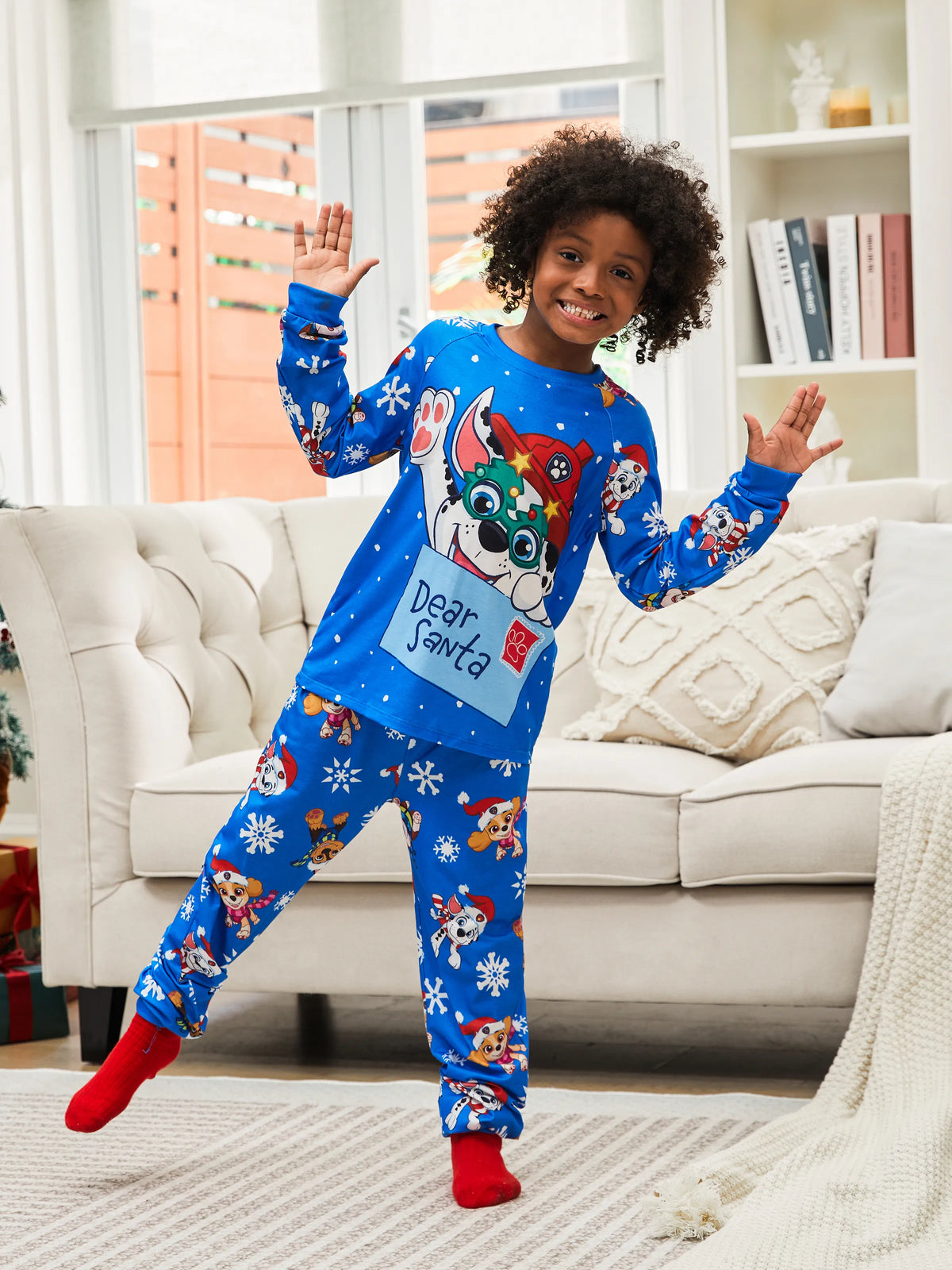 PatPat PAW Patrol Family Matching Christmas Pajamas Santa Hat Graphic Blue & Red