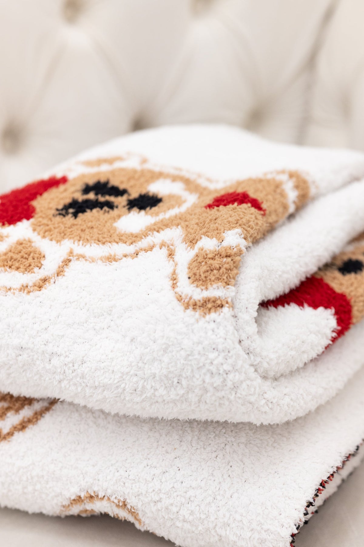 Mickey and Minnie Gingerbread Knitted Throw Blanket